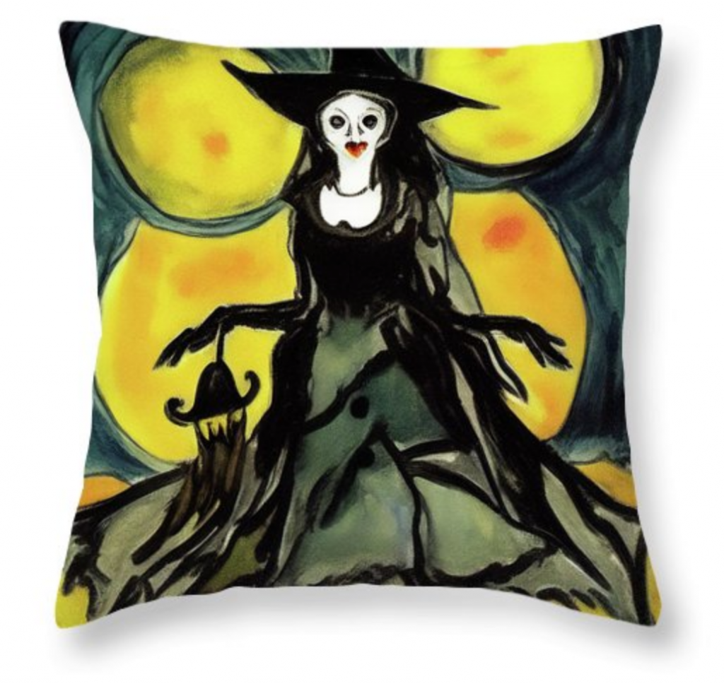 Beautiful classy Halloween witch Throw Pillow by Tatiana Travelways
